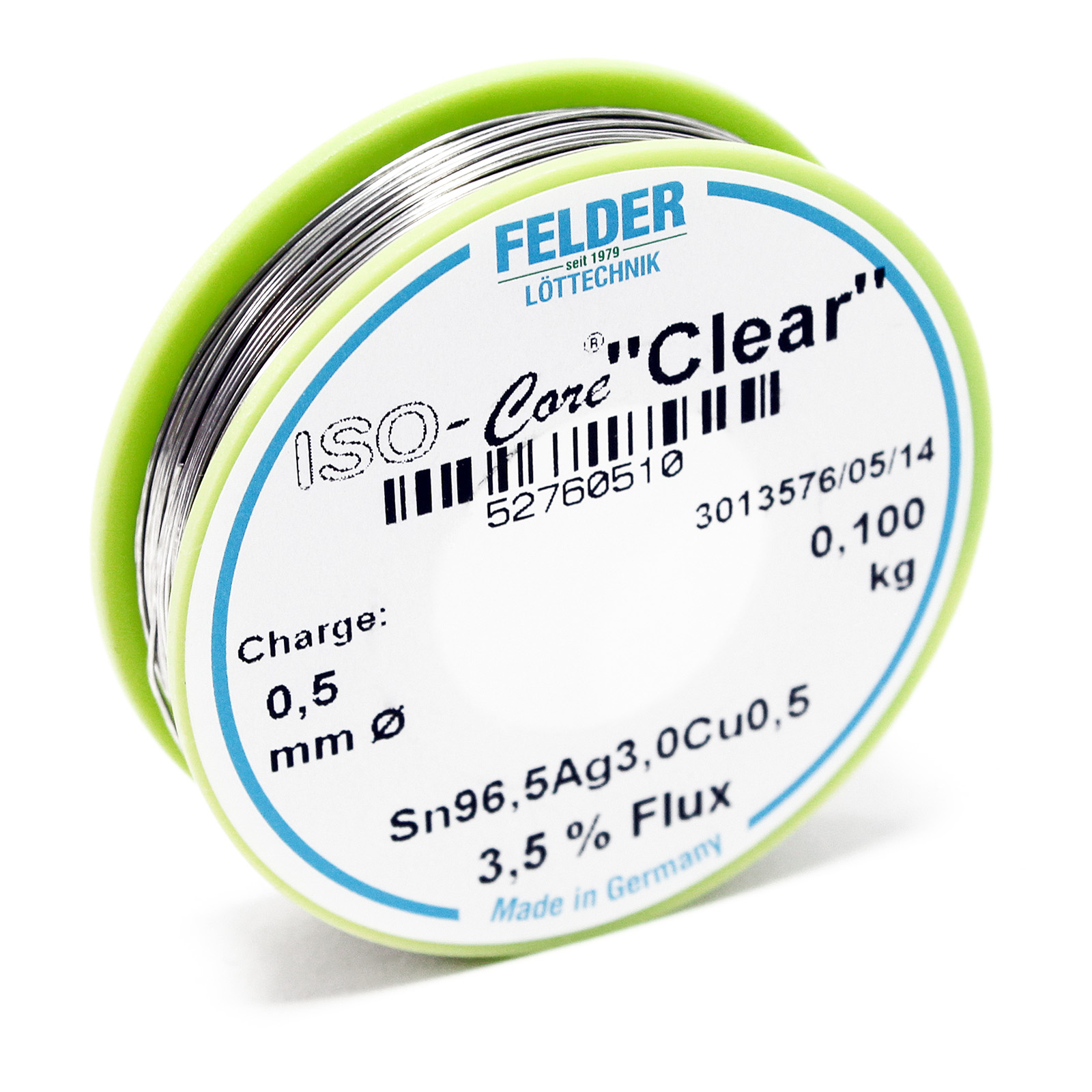 Felder Solder Wire Iso-Core "Clear" SAC305 Sn96.5Ag3Cu0.5 0.5mm 0.1kg