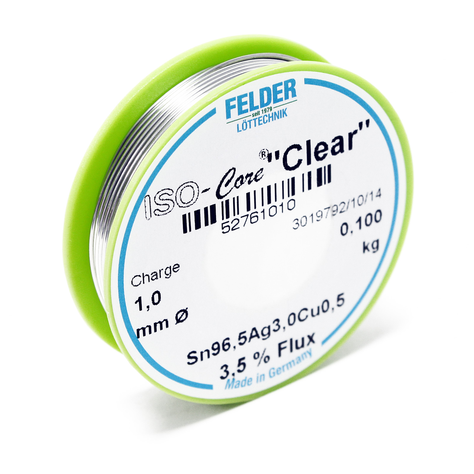 Felder Lötdraht Iso-Core „Clear“ SAC305 Sn96,5Ag3Cu0,5 1,0mm 0,1kg – Profi Lötzinn