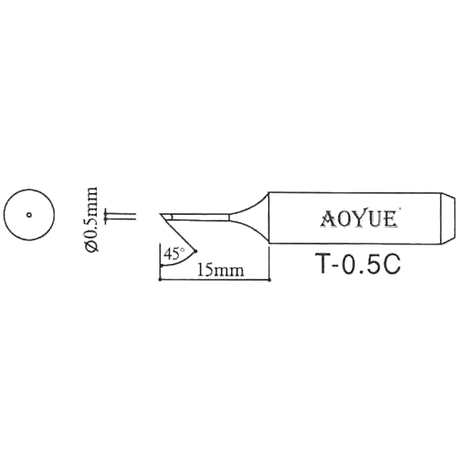 AOYUE T-0.5C Lötspitze für Lötkolben R 0.5mm / 45°
