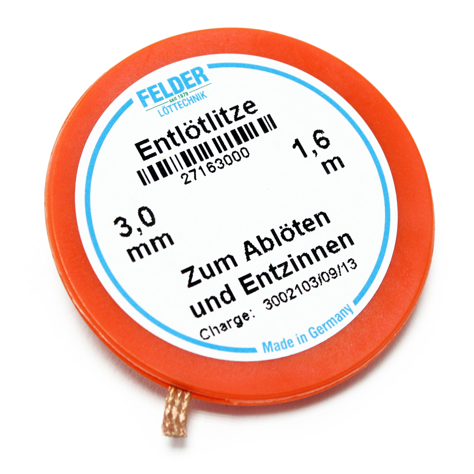 Felder flux-soaked Solder Wick, orange, 1.6m, 3,0mm